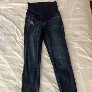 Barely worn maternity jeans. Skinny with raw hem.